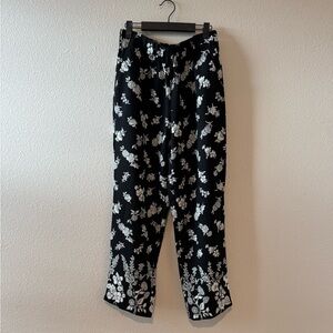 LOFT Black and White Floral High Rise Pants